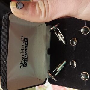 Black / silver formal set. Mens tuxedo accessories.